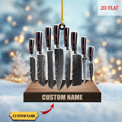 Personalized Chef Ornament ,Chef Knife Accessories Christmas Tree Ornament Hanging Decoration House Xmas 2025, Gift For Cooking Lover