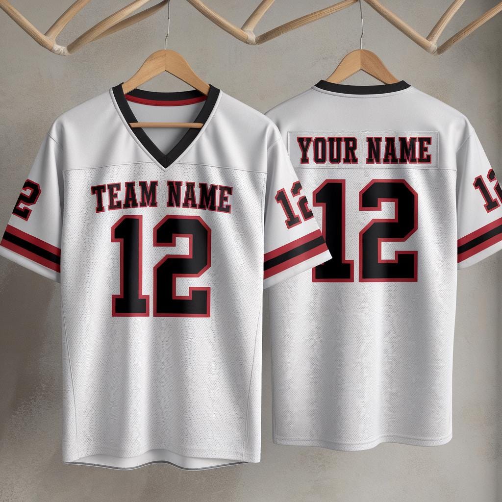Custom America Team Football Jersey, White Football Jersey With Team Name Number, America Football Jersey for Fan, Football Game Day Jersey