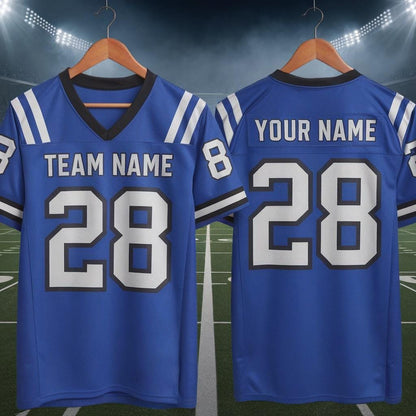 Custom America Team Football Jersey, Royal Blue Football Jersey With Team Name Number, America Football Jersey, Football Game Day Jersey