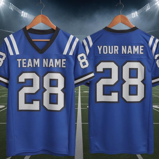 Custom America Team Football Jersey, Royal Blue Football Jersey With Team Name Number, America Football Jersey, Football Game Day Jersey