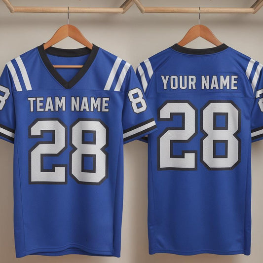 Custom America Team Football Jersey, Royal Blue Football Jersey With Team Name Number, America Football Jersey, Football Game Day Jersey