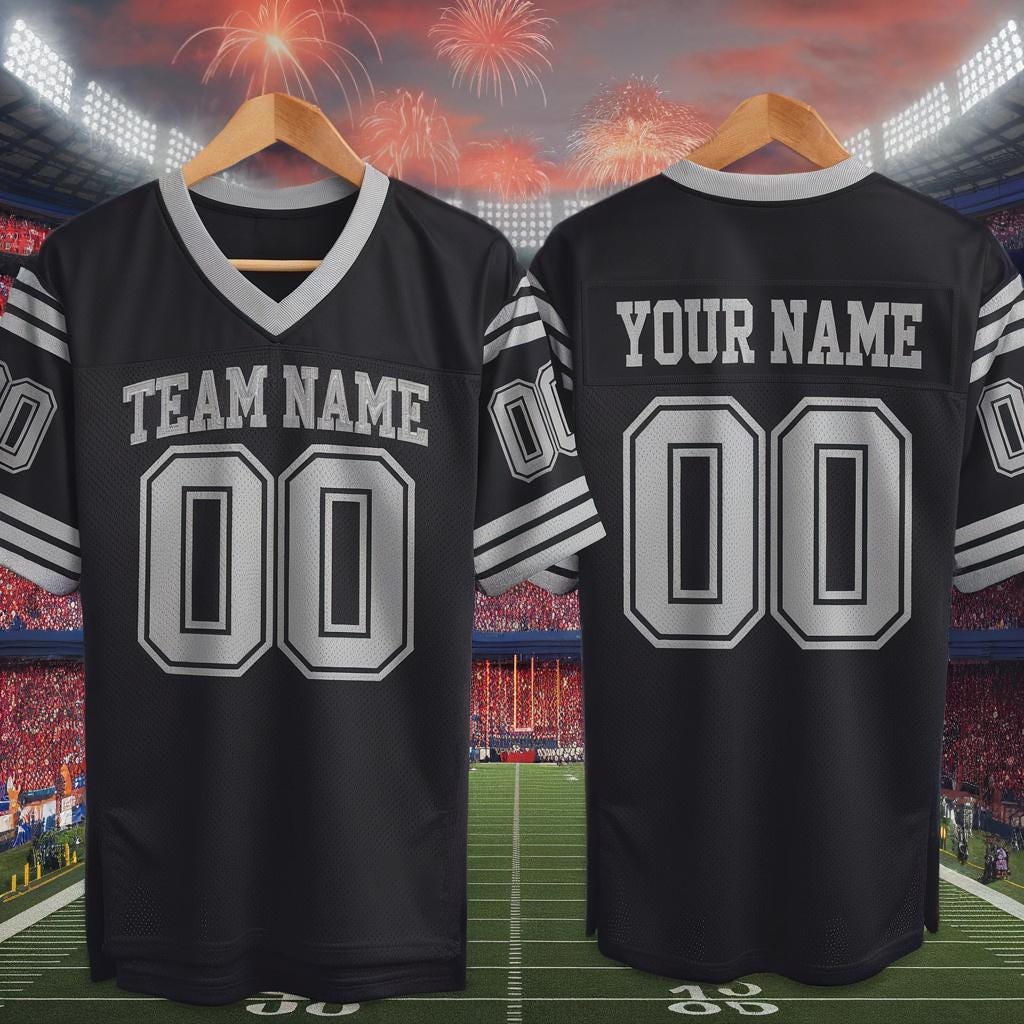 Custom America Team Football Jersey, Black Football Jersey With Team Name Number, America Football Jersey for Fan, Football Game Day Jersey