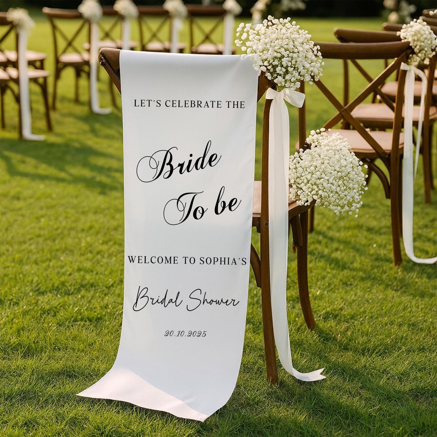 Bride To Be Wedding Chair Banner, Bridal Shower Seat Cover Sign, Personalized Celebration Banner for Bride, Custom Wedding Chair Decor