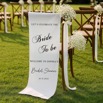 Bride To Be Wedding Chair Banner, Bridal Shower Seat Cover Sign, Personalized Celebration Banner for Bride, Custom Wedding Chair Decor