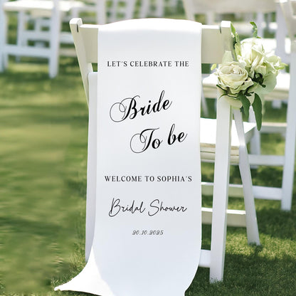 Bride To Be Wedding Chair Banner, Bridal Shower Seat Cover Sign, Personalized Celebration Banner for Bride, Custom Wedding Chair Decor