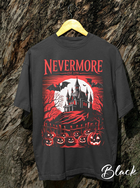 Nevermore Vintage Shirt, horror school Tee, Gothic Horror Haunted House Halloween T-Shirt, Spooky Graphic , Series Inspired NM01