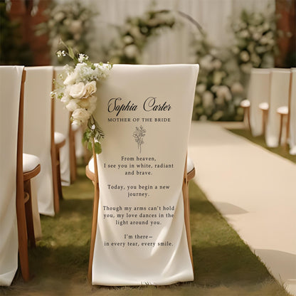 In Memory Wedding Chair Cover, Memorial Seat Sign for Loved Ones, Personalized Remembrance Wedding Decoration,Missing Family Wedding Tribute