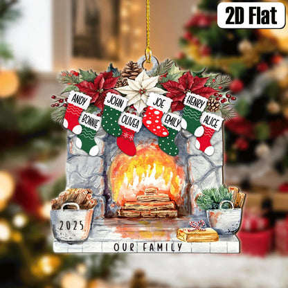 Personalized Christmas Stockings 2D Flat Ornament, Family Christmas Decoration, Family Name Ornament, Fireplace Decoration, Christmas Gift