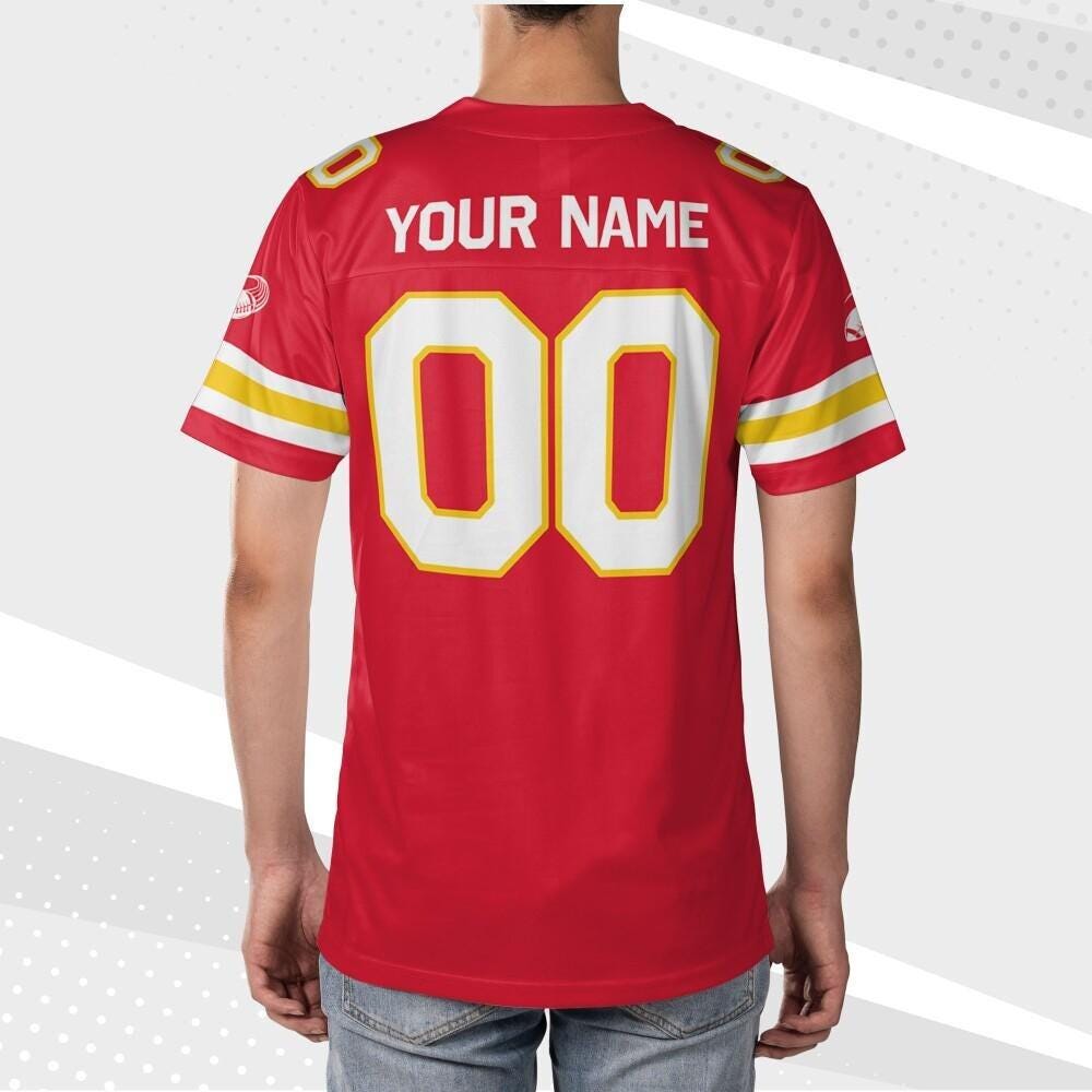 Personalized Chief Red Football Jersey, Custom Shirt For Adult Kid, Game Day Outfit For American Football Fan, Gift for Him, Gift for her