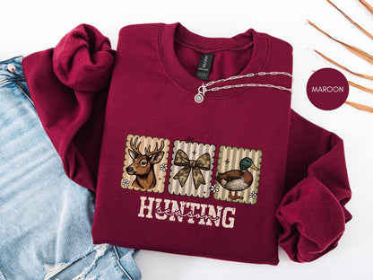 Hunting season, Fall Hunting Sweatshirt antler and duck sweatshirt deer hunting season duck hunting shirt Abandoned Hunting Wife Sweatshirts