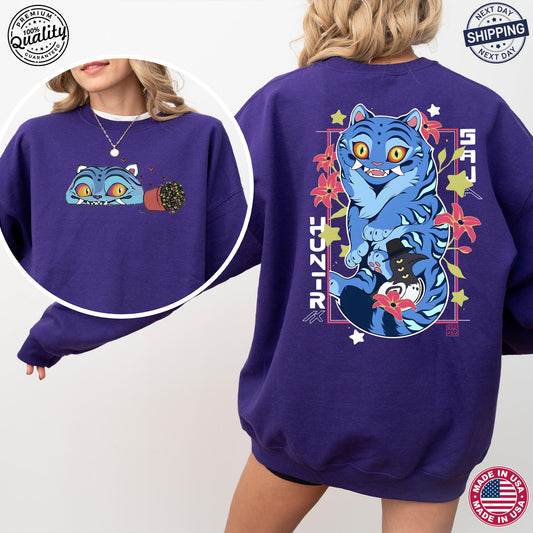 Kpop Demon Hunter Tiger Sweatshirt, Anime Hoodie, Hunter Fan Gift, Fantasy Tiger Sweatshirt, Anime Lover Gift, Cool Otaku Top Shirts