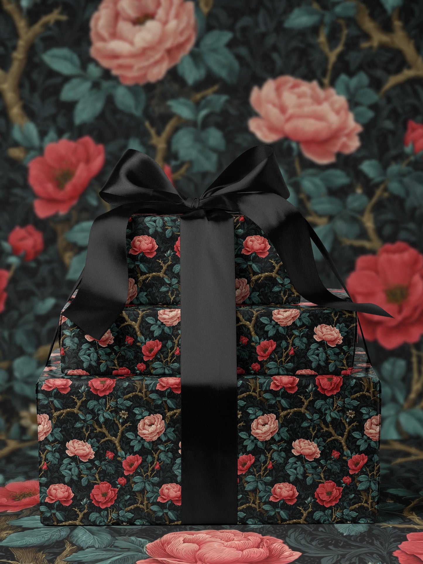 Gothic Floral Wrapping Paper Garden Party Gift Wrap Vintage Wrapping Paper Botanical Print Wedding Gift Wrapping Paper Pattern Gift Wrap Mom