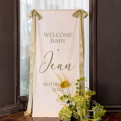 Personalized Baby Shower Welcome Sign, Fabric Baby Shower Sign, Hello Baby Sign, Baby Shower Decorations, Baby Shower Welcome Sign
