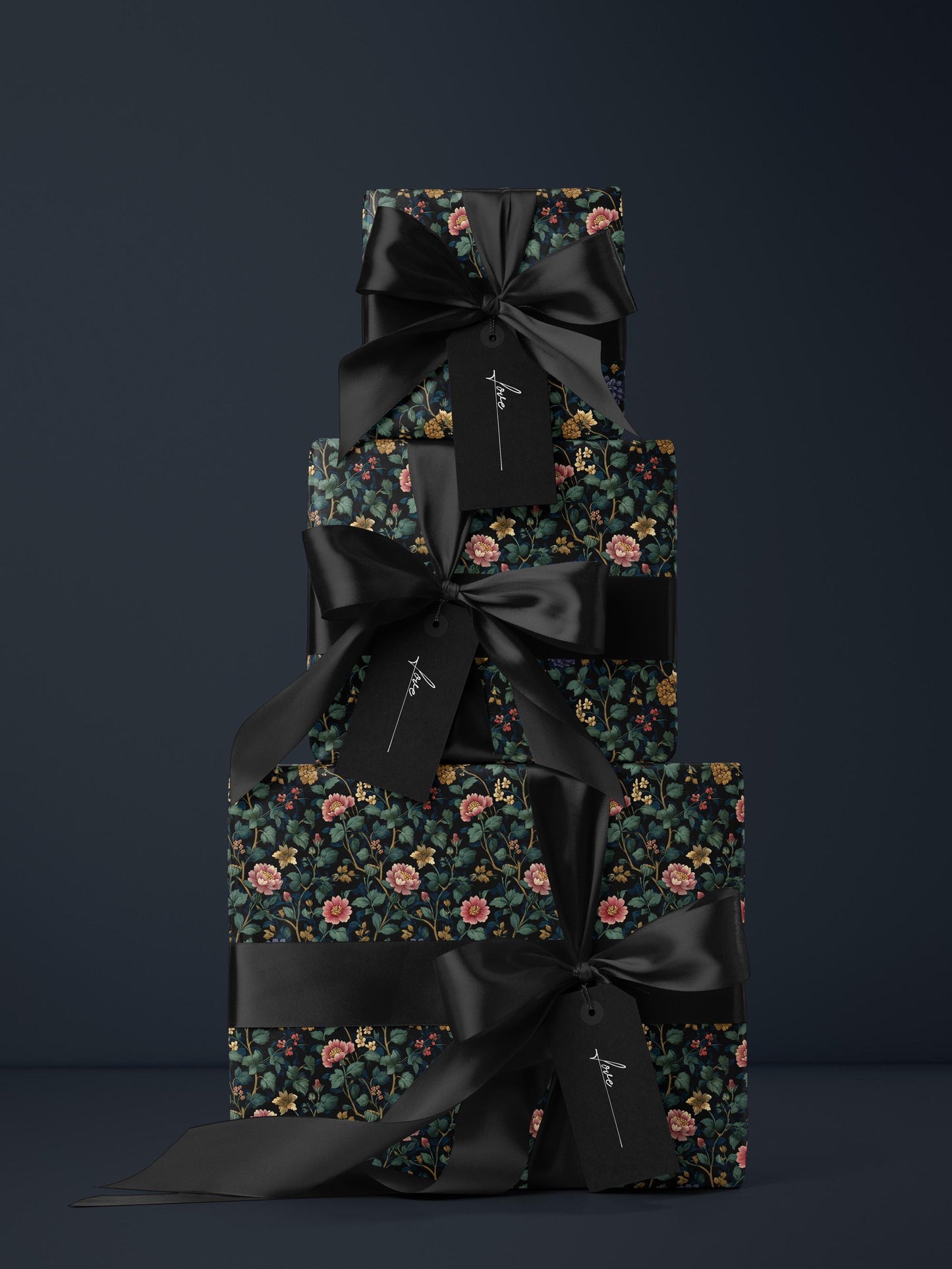 Floral Gift Wrap Flower Wrapping Paper Feminine Gift Idea Moody Floral Design Garden Lover Gift Wrap Roll Romantic Gift for Her Gift for Mom