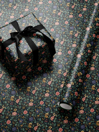 Floral Gift Wrap Flower Wrapping Paper Feminine Gift Idea Moody Floral Design Garden Lover Gift Wrap Roll Romantic Gift for Her Gift for Mom