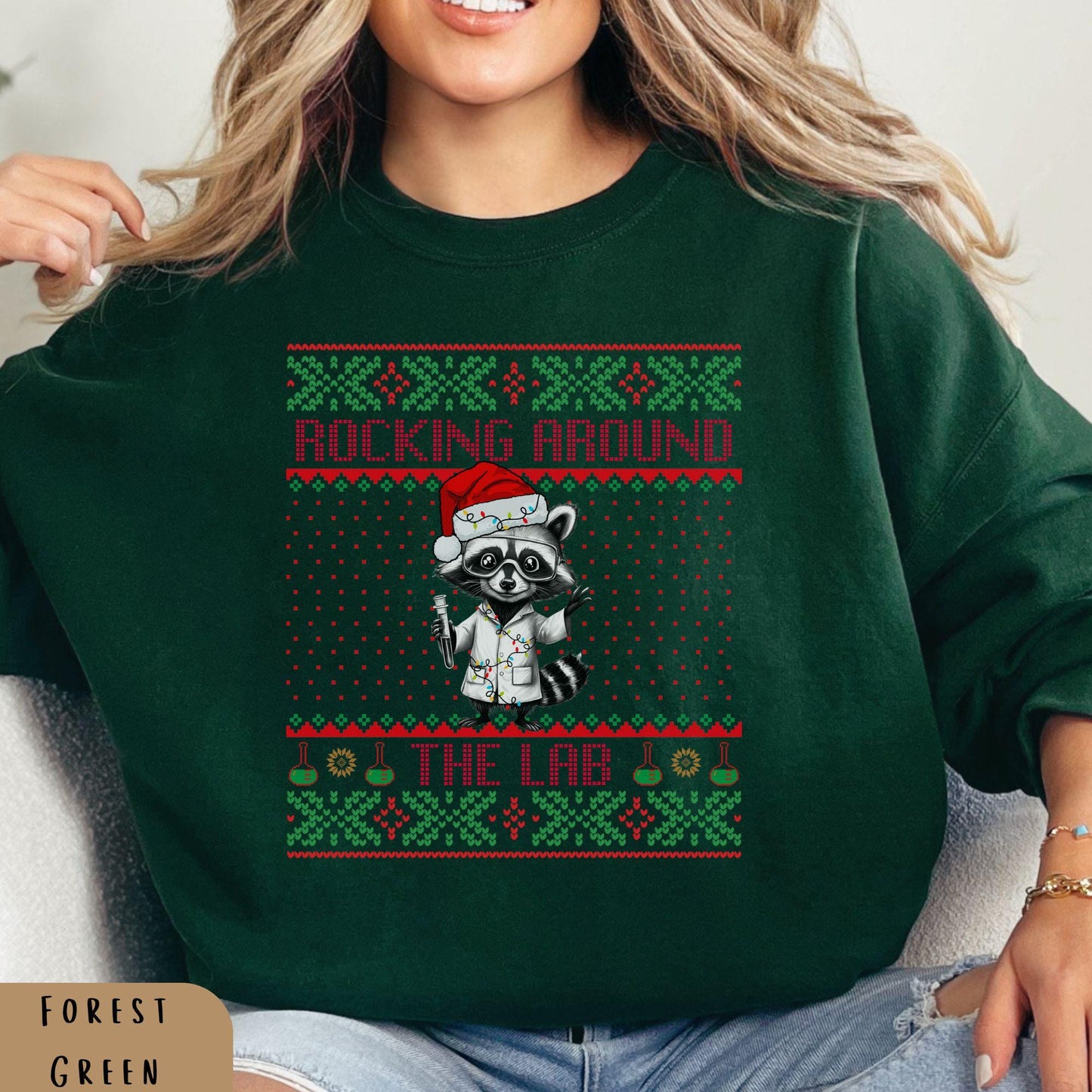 Rockin' Around the Christmas Tree Shirt Ugly Christmas For Teacher Funny Raccoon Shirt Science Nerd Shirt Funny Christmas