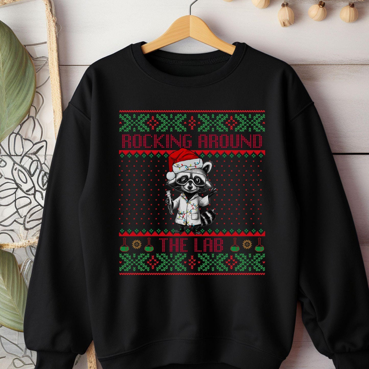 Rockin' Around the Christmas Tree Shirt Ugly Christmas For Teacher Funny Raccoon Shirt Science Nerd Shirt Funny Christmas