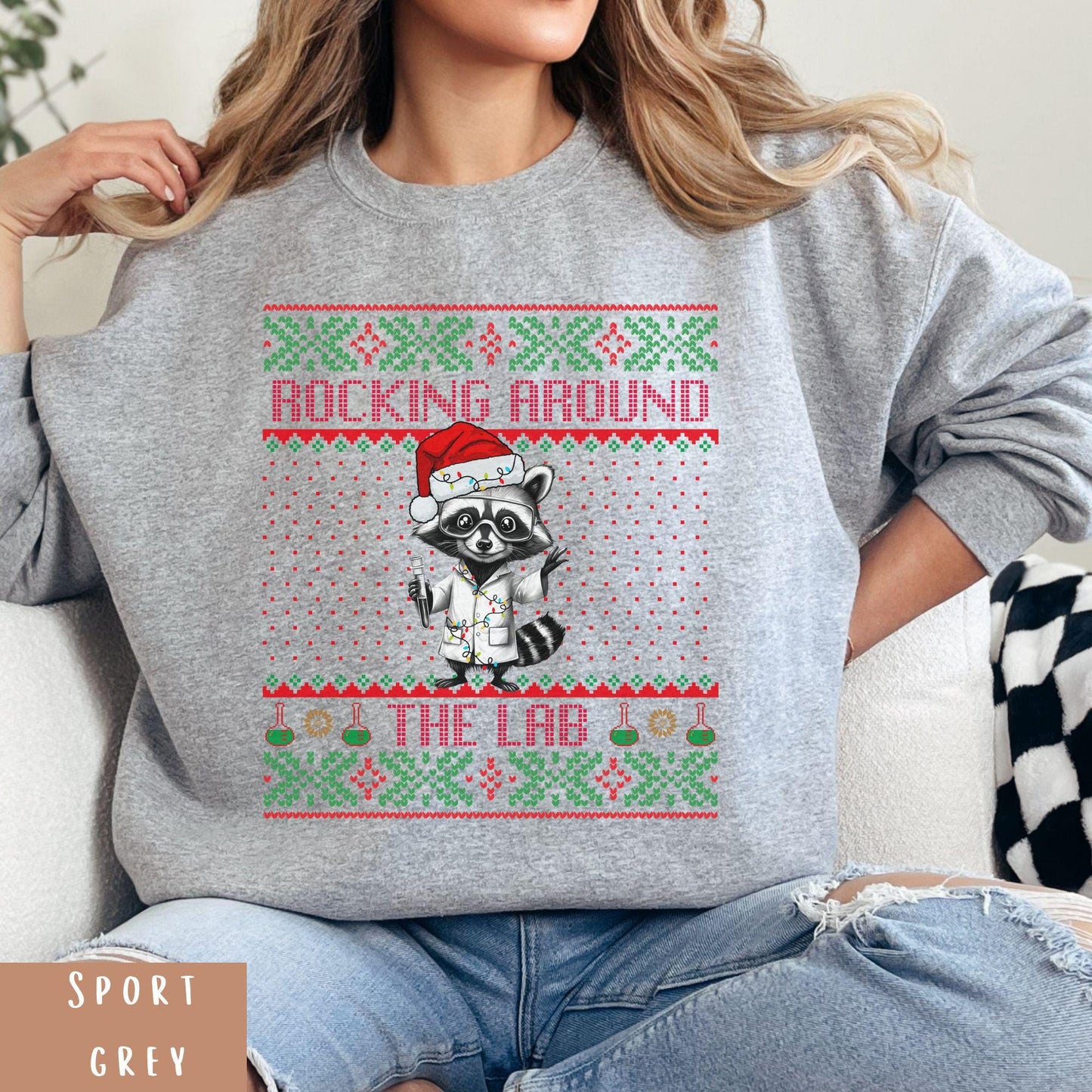 Rockin' Around the Christmas Tree Shirt Ugly Christmas For Teacher Funny Raccoon Shirt Science Nerd Shirt Funny Christmas
