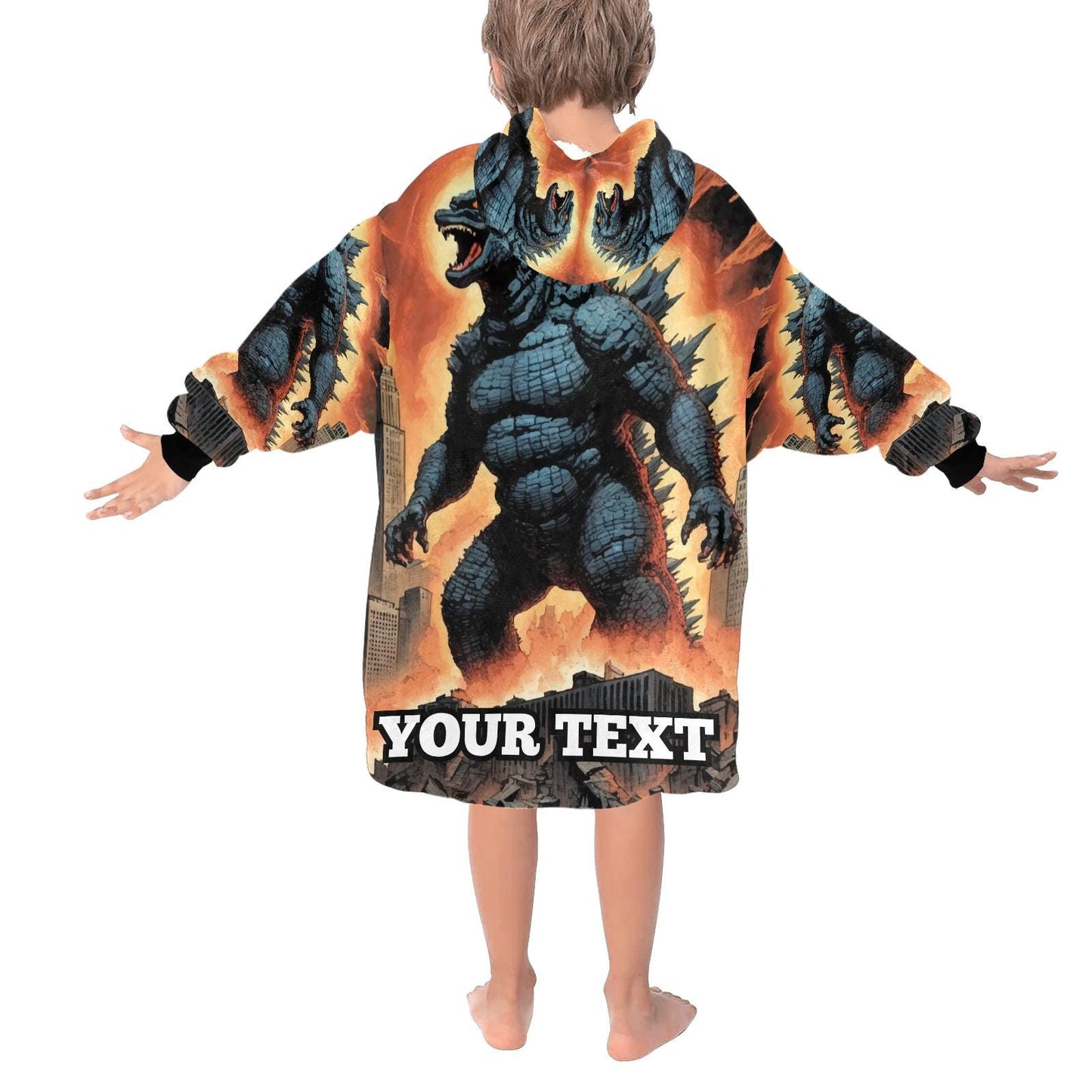 Godzilla Kids Hoodie Blanket Gift Personalized Hooded Blankets Gojira