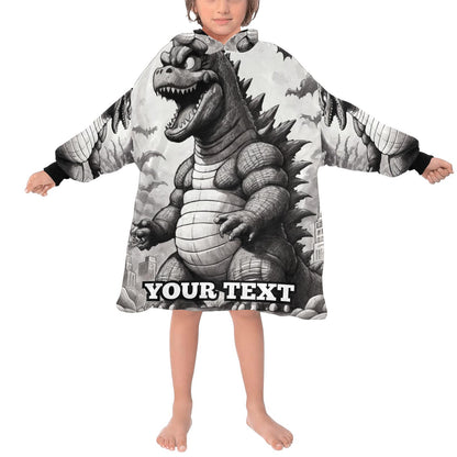 Godzilla Kids Hoodie Blanket Gift Personalized Hooded Blankets Kaiju