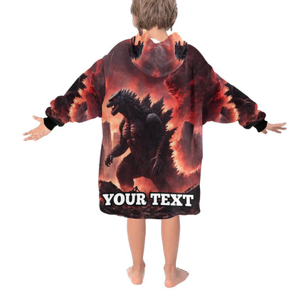 Godzilla Kids Hoodie Blanket Hooded Blankets Kaiju Gojira Gift Personalized
