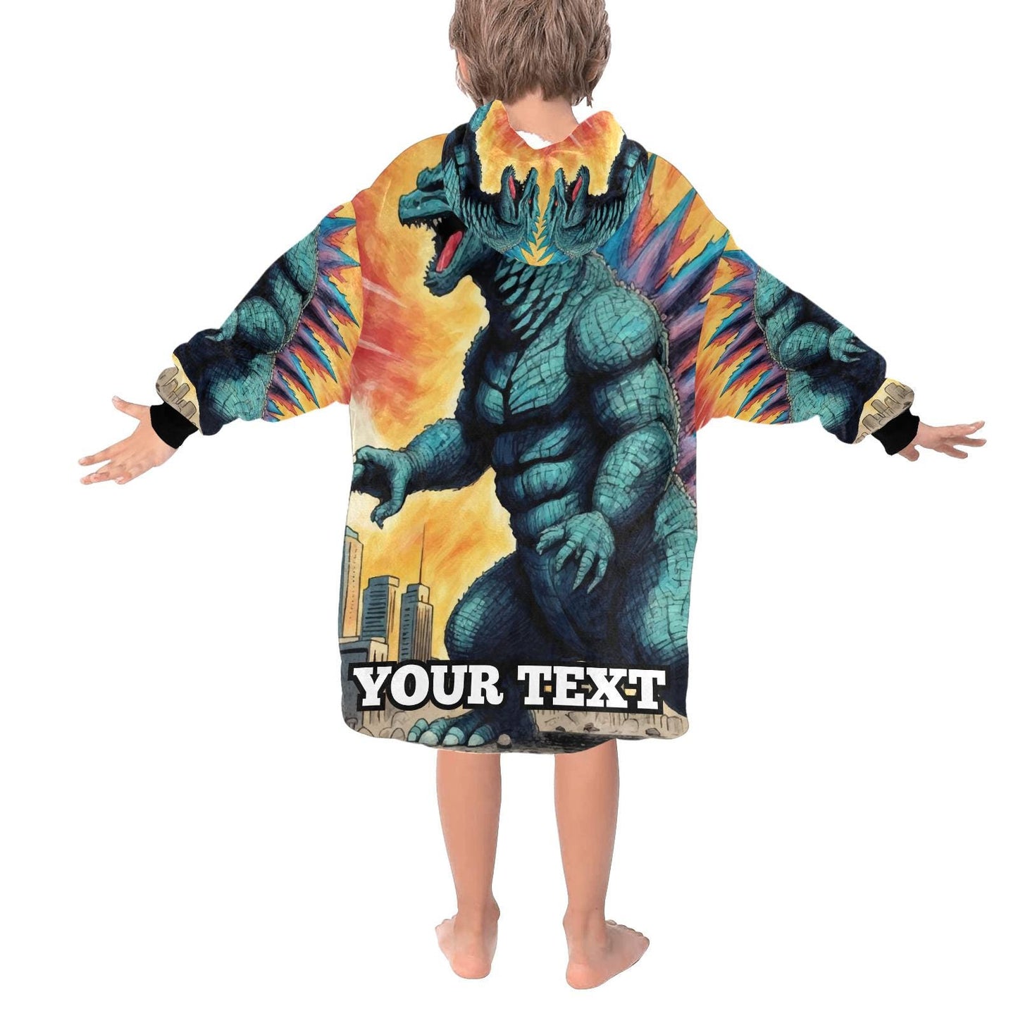 Godzilla Kids Hoodie Blanket Hooded Blankets Kaiju Gojira Personalized Gift