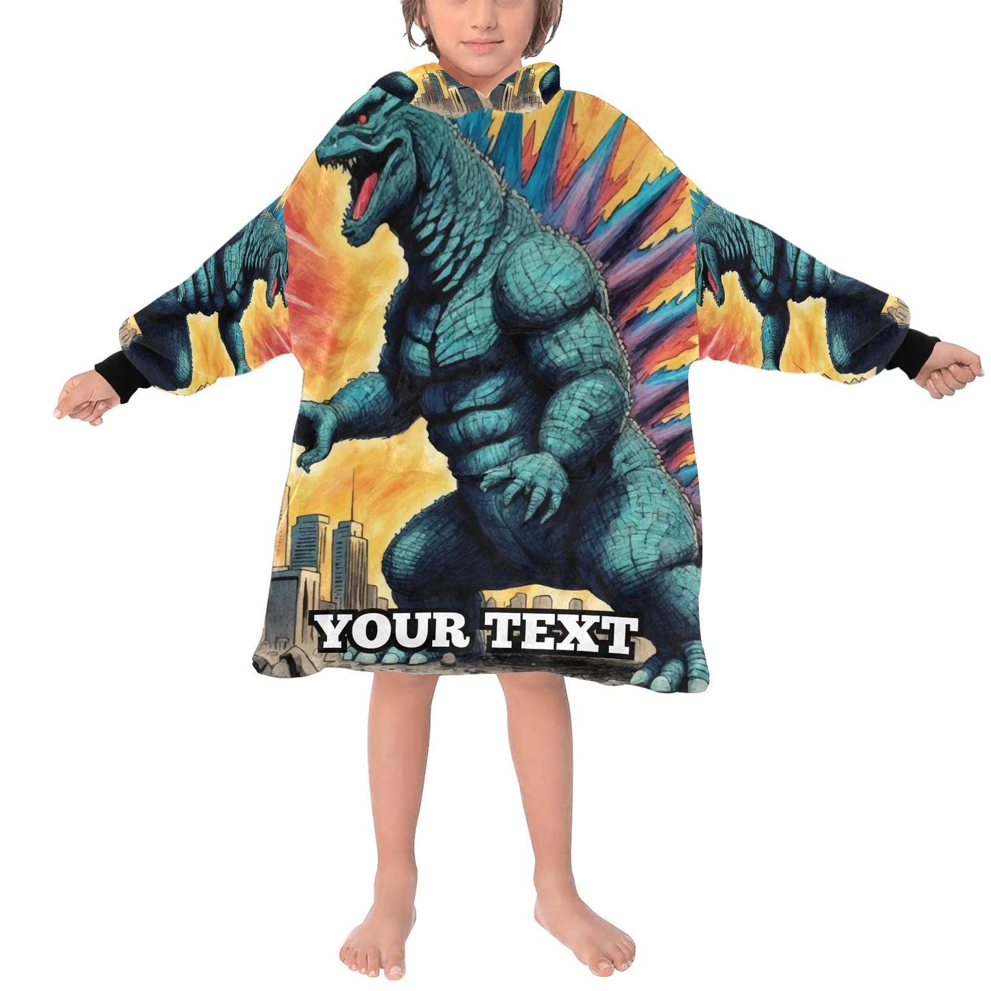 Godzilla Kids Hoodie Blanket Hooded Blankets Kaiju Gojira Personalized Gift