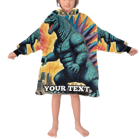 Godzilla Kids Hoodie Blanket Hooded Blankets Kaiju Gojira Personalized Gift