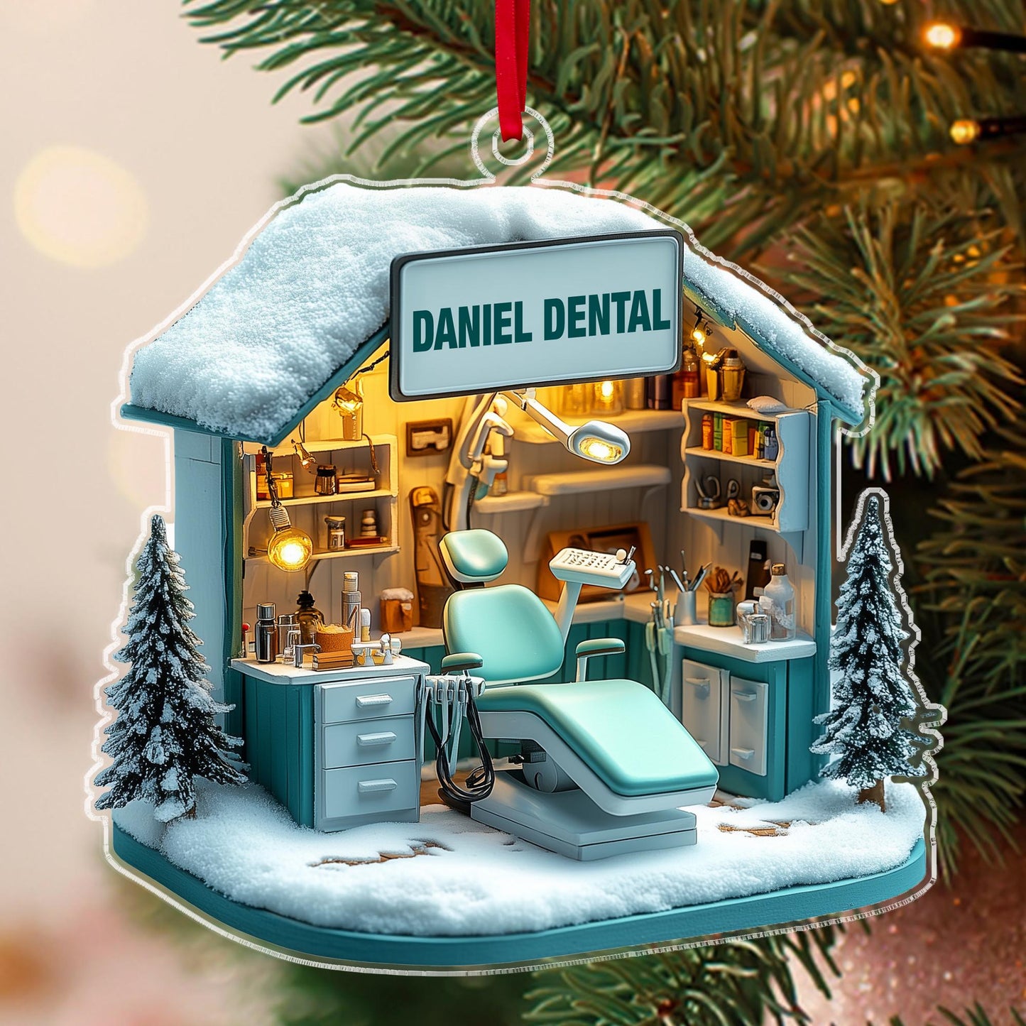 Personalized Dental 2D Flat Ornament, Custom Christmas Ornament, Dental Assistant Christmas Decor, Dental Hygienist Gift, Dentist Gift