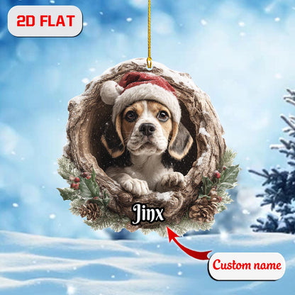 2D Flat Beagle Ornament, Personalized Dog Christmas Decor, Custom Beagle Gift, Acrylic Pet Keepsake, Dog Lover Ornament, Holiday Gift