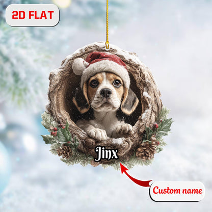 2D Flat Beagle Ornament, Personalized Dog Christmas Decor, Custom Beagle Gift, Acrylic Pet Keepsake, Dog Lover Ornament, Holiday Gift