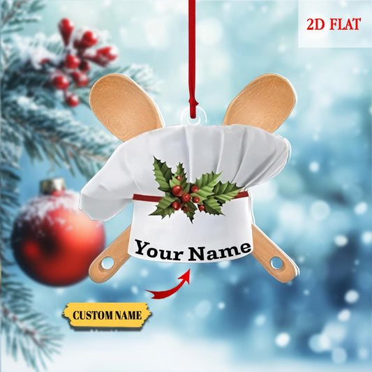 Custom Name Chef Ornament, Style Chef Hat Personalized Best Cook Christmas Tree Ornament, Cooking Chef Ornament, Gift For Cooking Lover