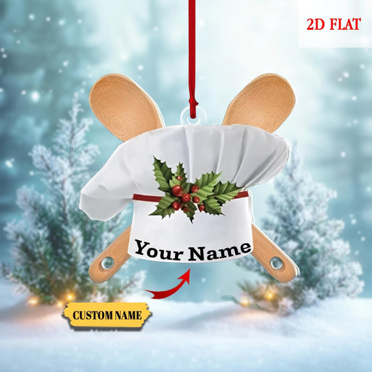 Custom Name Chef Ornament, Style Chef Hat Personalized Best Cook Christmas Tree Ornament, Cooking Chef Ornament, Gift For Cooking Lover