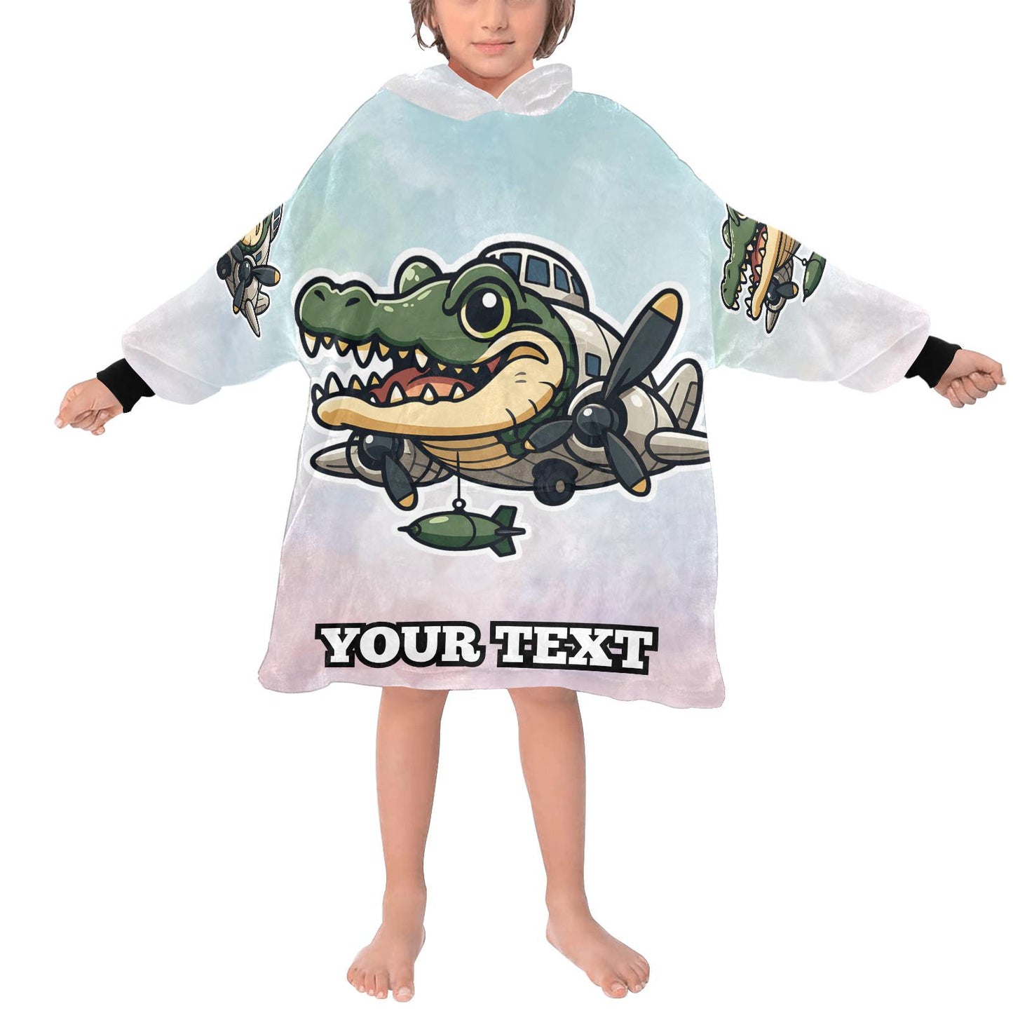 Bombardiro Crocodilo Kids Hoodie Blanket Hooded Blankets Brainrot Personalized Gift Brainrots