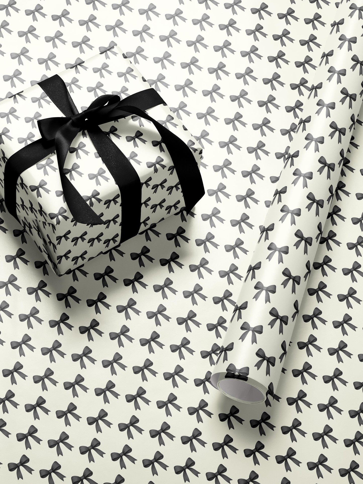 Chic Gift Wrap Elegant Wrapping Paper Classic Bow Gift Wrap Black and White Feminine Wrapping Paper Photoshoot Prop Gift Wrap for Wedding