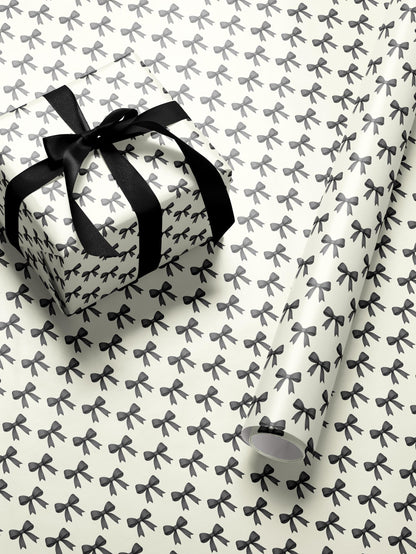 Chic Gift Wrap Elegant Wrapping Paper Classic Bow Gift Wrap Black and White Feminine Wrapping Paper Photoshoot Prop Gift Wrap for Wedding