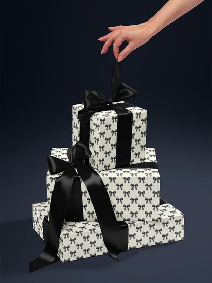Chic Gift Wrap Elegant Wrapping Paper Classic Bow Gift Wrap Black and White Feminine Wrapping Paper Photoshoot Prop Gift Wrap for Wedding