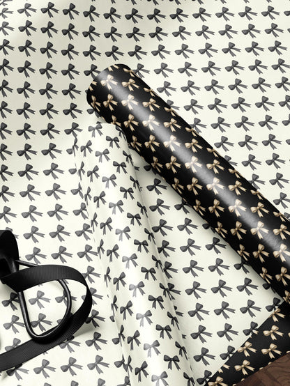 Chic Gift Wrap Elegant Wrapping Paper Classic Bow Gift Wrap Black and White Feminine Wrapping Paper Photoshoot Prop Gift Wrap for Wedding