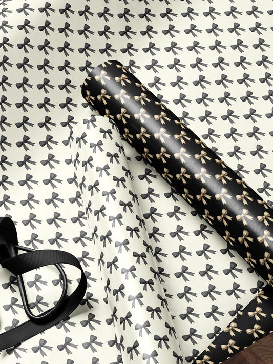 Chic Gift Wrap Elegant Wrapping Paper Classic Bow Gift Wrap Black and White Feminine Wrapping Paper Photoshoot Prop Gift Wrap for Wedding