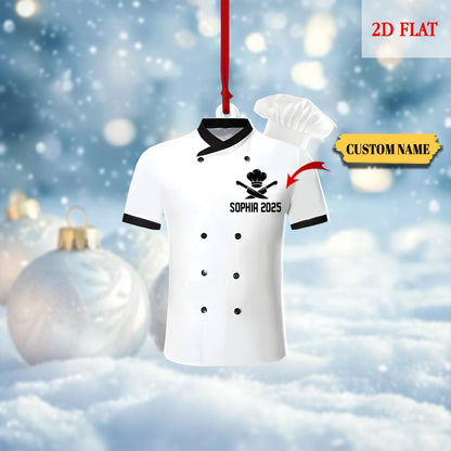 Personalized Chef Uniform 2D Flat Ornament, Custom Chef Hat Ornament Love Kitchen, Christmas Gift For Master Chef Ornament, Cooking Lover