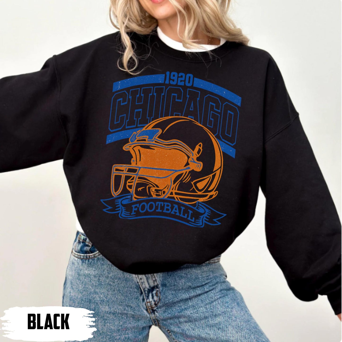 Chicago Football Retro 90s Style Sweatshirt, Game Day Shirt, Chicago Football Shirt, Sunday Football Shirt, Chicago Crewneck Tee