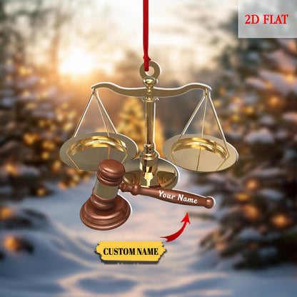 Personalized Justice Scale Ornament 2D , Custom Christmas Ornament 2025, Lawyer Gift, Law Student Graduation Present, Lawyer Christmas