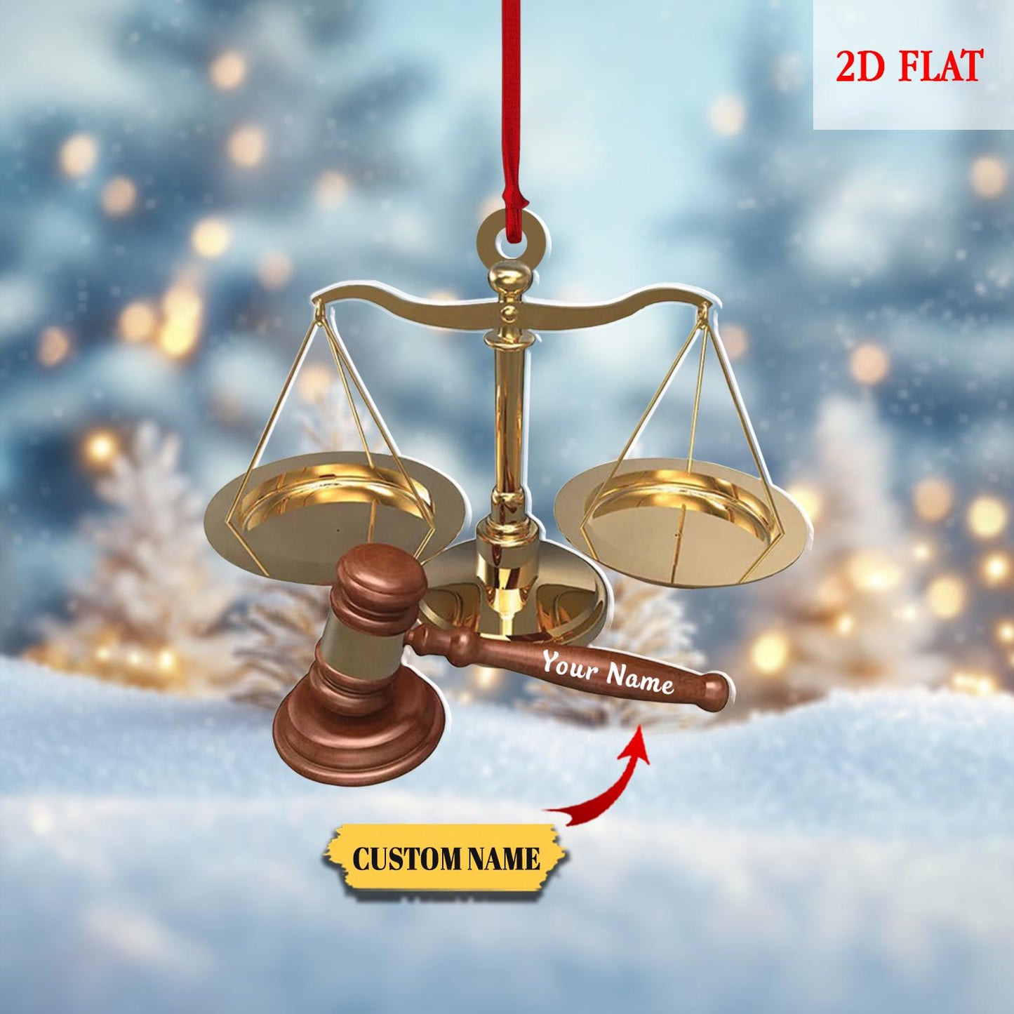 Personalized Justice Scale Ornament 2D , Custom Christmas Ornament 2025, Lawyer Gift, Law Student Graduation Present, Lawyer Christmas