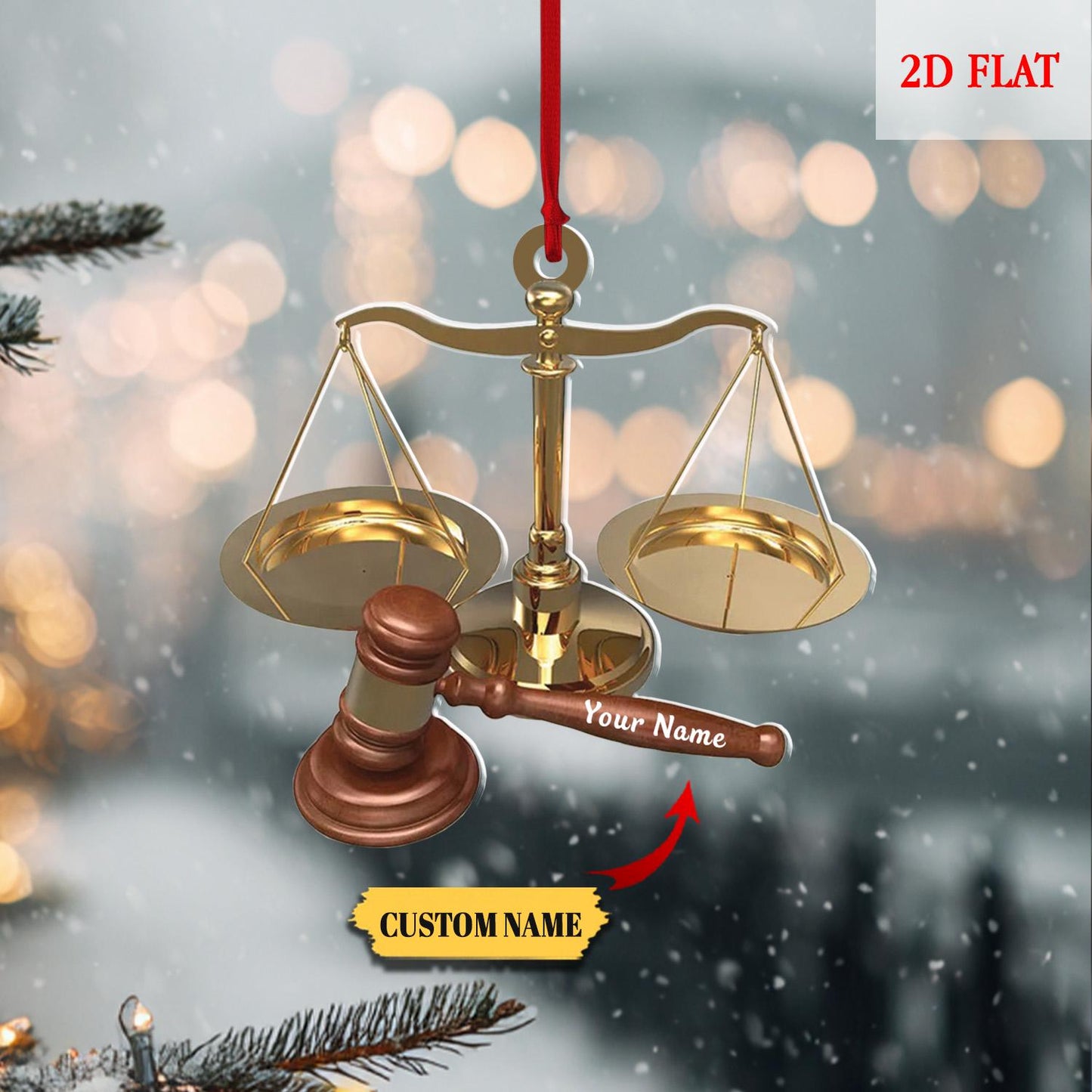 Personalized Justice Scale Ornament 2D , Custom Christmas Ornament 2025, Lawyer Gift, Law Student Graduation Present, Lawyer Christmas