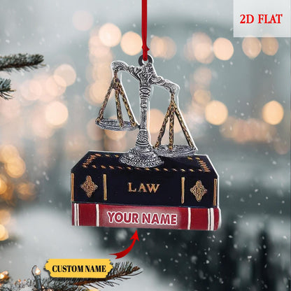 Personalized Justice Scale Ornament 2D Flat, Christmas Ornament 2025, Lawyer Ornament, Christmas Gift for Lawyer, Law School Graduate