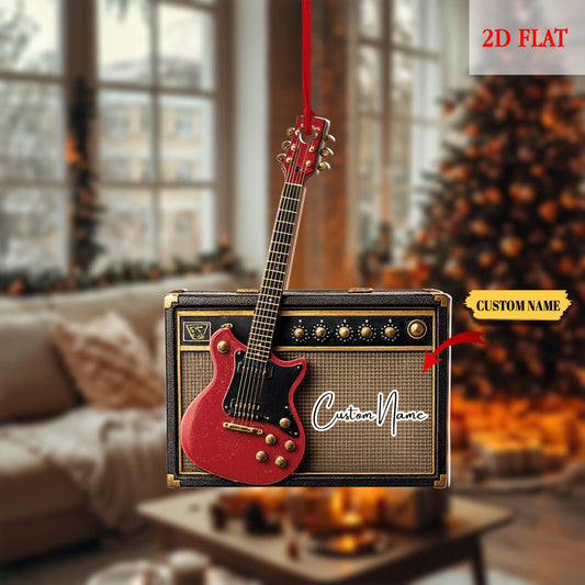 Personalized Electric Guitar Ornament, Guitar Christmas Decor, Custom Music Ornament, Rock and Roll Gift, Christmas Tree Hanging Ornament