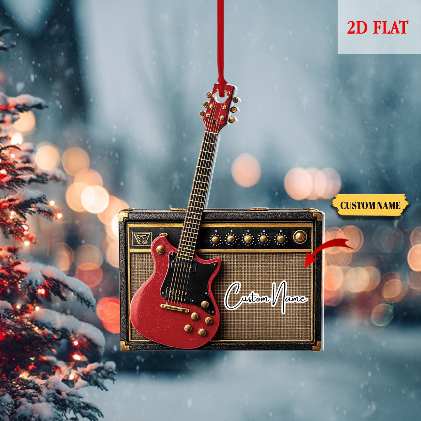 Personalized Electric Guitar Ornament, Guitar Christmas Decor, Custom Music Ornament, Rock and Roll Gift, Christmas Tree Hanging Ornament