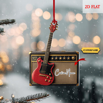 Personalized Electric Guitar Ornament, Guitar Christmas Decor, Custom Music Ornament, Rock and Roll Gift, Christmas Tree Hanging Ornament