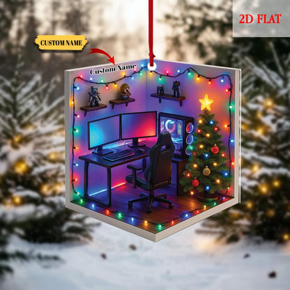 Personalized Name 2D FLAT Dreamy Gaming Room Acrylic Ornament, Gaming Room Ornament, Gift for Gamers,Acrylic Ornament, Gamming Room Ornament