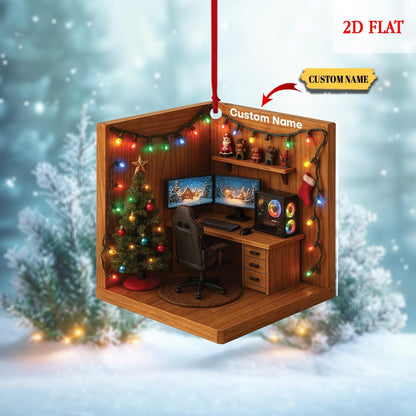 Personalized Name Dreamy Gaming Room 2D Flat Ornament, Gaming Acrylic Ornament, Video Game Ornament, Funny Gamer Gift, Gamming Room Ornament